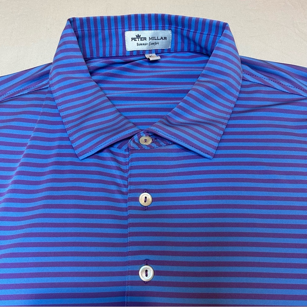 Peter Millar Men's Polo Summer Comfort in Blue and Purple Stripe